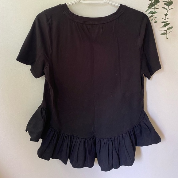 Maeve by Anthropologie Black Ruffle Short Sleeve Top - Picture 5 of 6